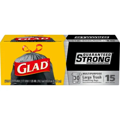 Glad Drawstring 30 Gallon, 15ct