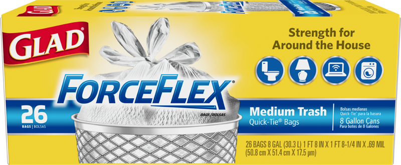 Glad ForceFlex Medium 8 Gallon, 26ct