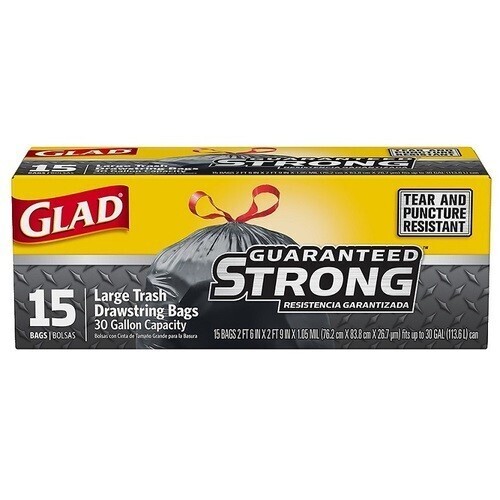 Glad Drawstring 30 Gallon, 15ct