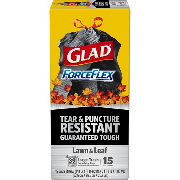 Glad ForceFlex Lawn &amp; Leaf, 15ct