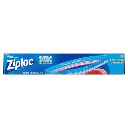 Ziploc 2 Gallon Jumbo Freezer, 10ct