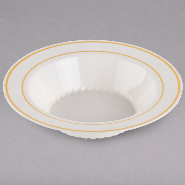 FineLine Silver Splendor Bone/Gold Band 12oz Bowl