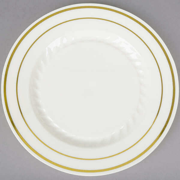 FineLine Silver Splendor Bone/Gold Band 12oz Bowl