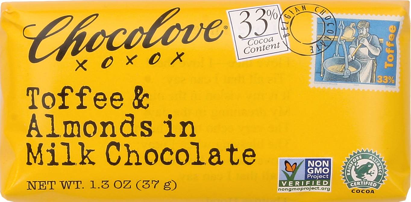 Chocolove Toffee &amp; Almonds Milk Chocolate 1.3oz