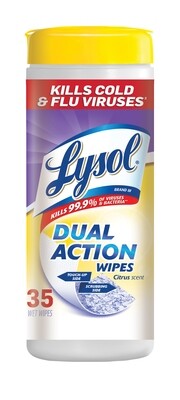 Lysol Dual Action Citrus Sanitizing Wipes 35ct