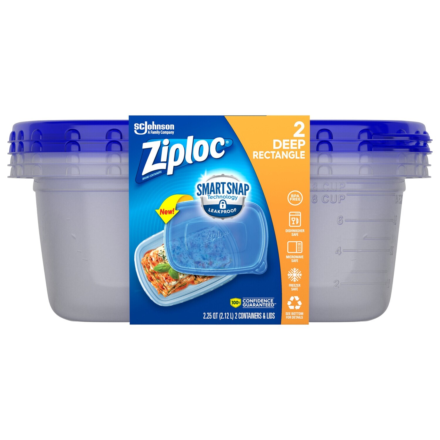 Ziploc Plastic Large Rectangle 2.25 Quart 2ct
