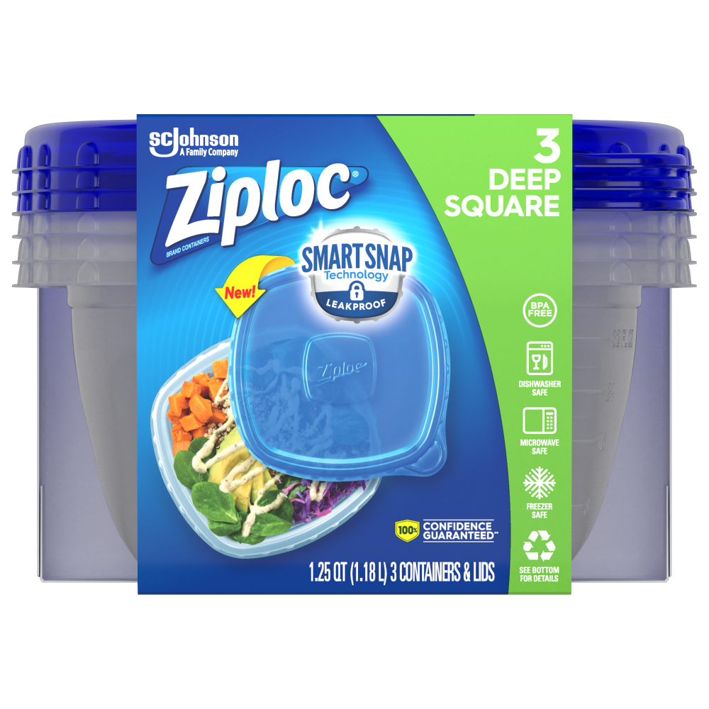 Ziploc Deep Square 1.25 Quart 3ct