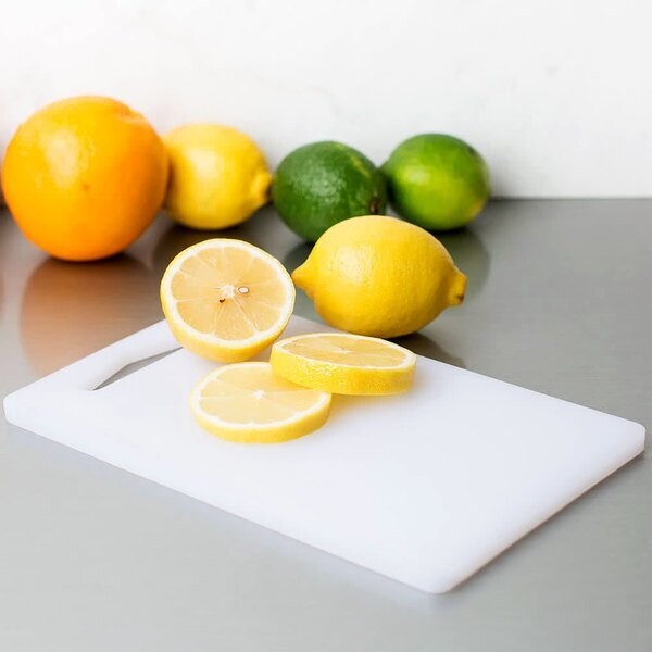 Crestware White Plastic 10" x 6" x 3/8" Cutting Board