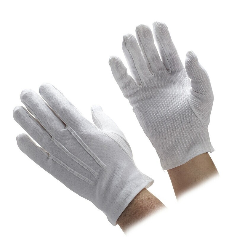 White Parade &amp; Server 100% Cotton Gloves LARGE
