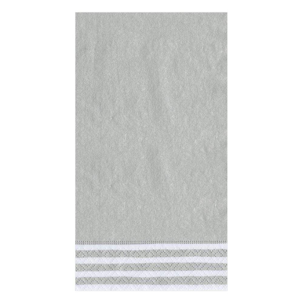 Caspari Guest Towel Silver Stripe Border 12ct
