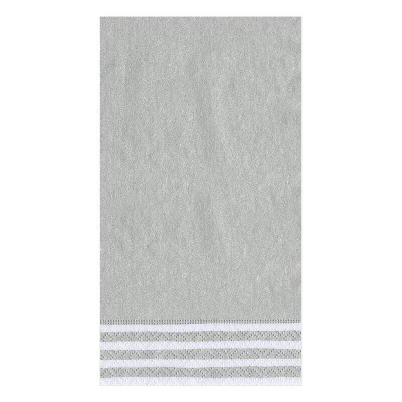 Caspari Guest Towel Silver Stripe Border 12ct