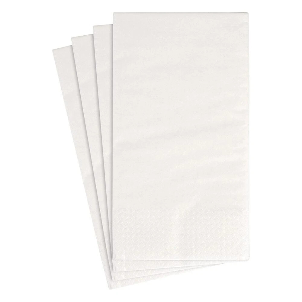 Caspari Guest Towel Moire White Pearl 15ct