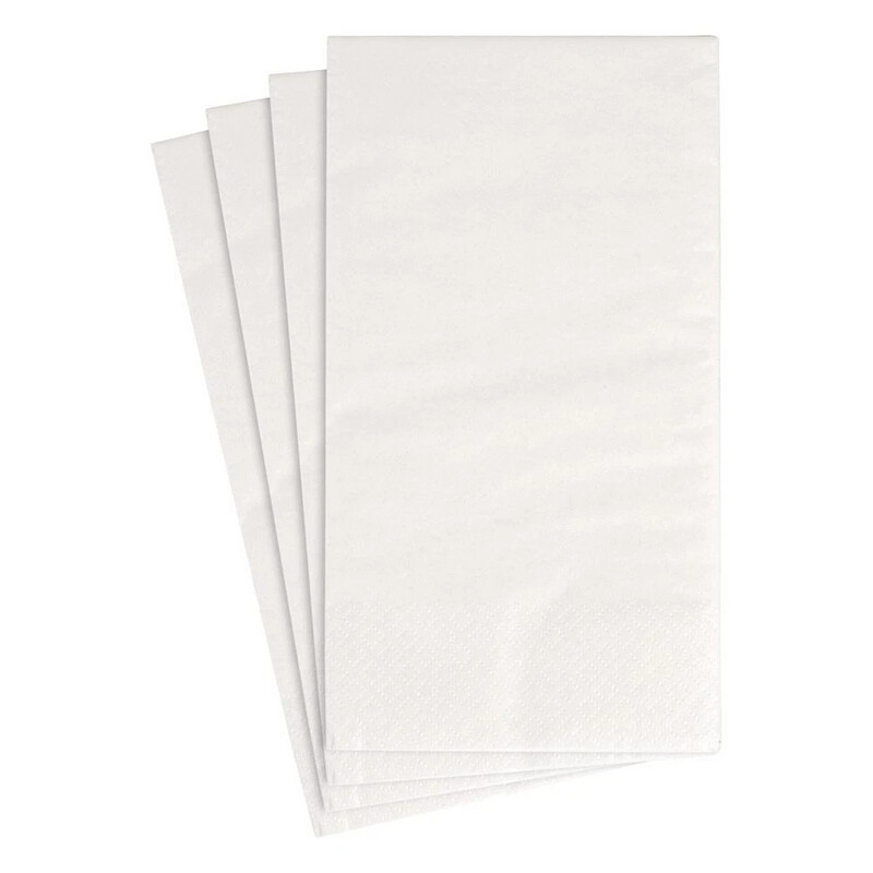 Caspari Guest Towel Moire White Pearl 15ct