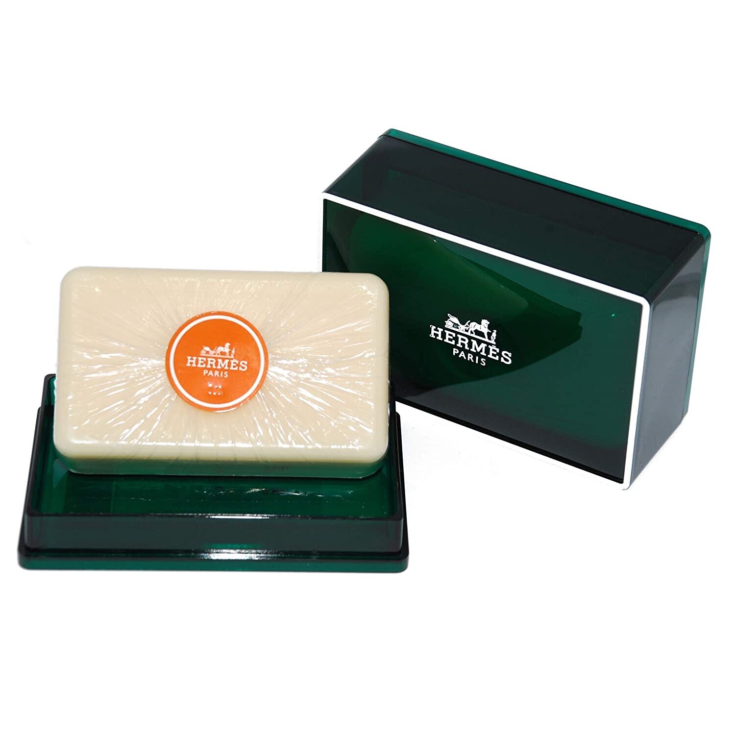 Hermes Soap in Green Reclosable Dish .8oz