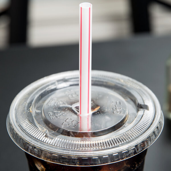 Dixie Jumbo Wrapped Red &amp; White 7.75" Straws