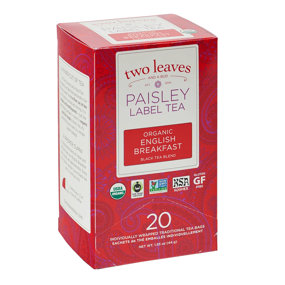 Two Leaves Paisley Label Organic English Breakfast 20ct