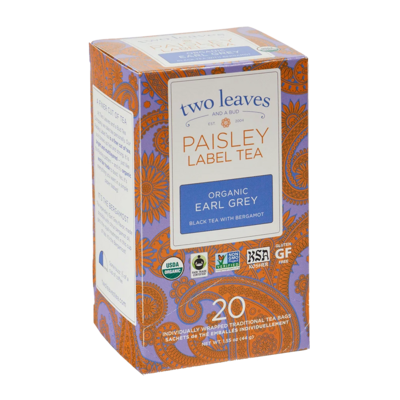 Two Leaves Paisley Label Organic Earl Grey 20ct