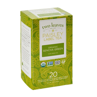 Two Leaves Paisley Label Organic Sencha Green 20ct