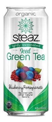 Steaz Organic Iced Green Tea Blueberry Pomegranate 16oz Cans