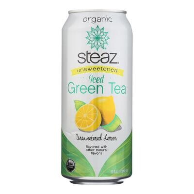 Steaz Organic Unsweetened Iced Green Tea Lemon 16oz Cans