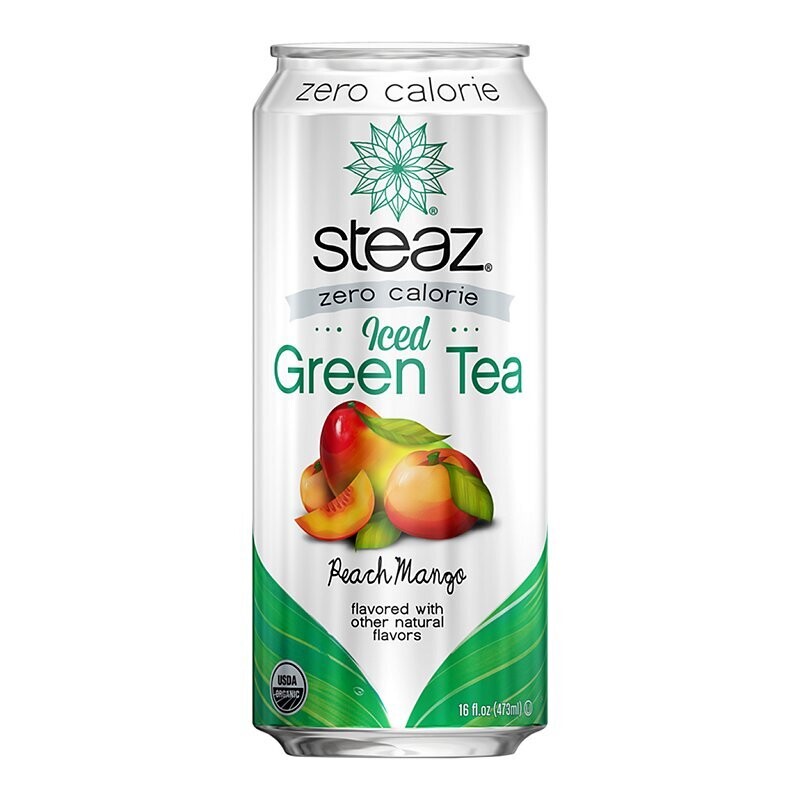 Steaz Organic Iced Green Tea Peach Mango 16oz Cans