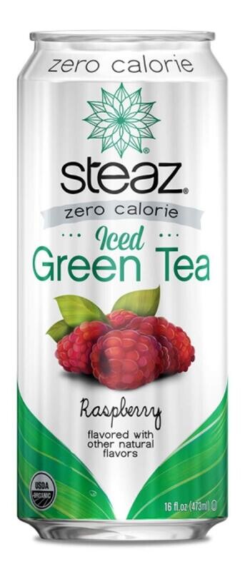 Steaz Zero Calorie Organic Iced Green Tea Raspberry 16oz Cans
