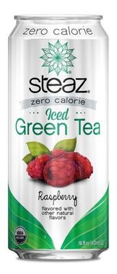 Steaz Zero Calorie Organic Iced Green Tea Raspberry 16oz Cans