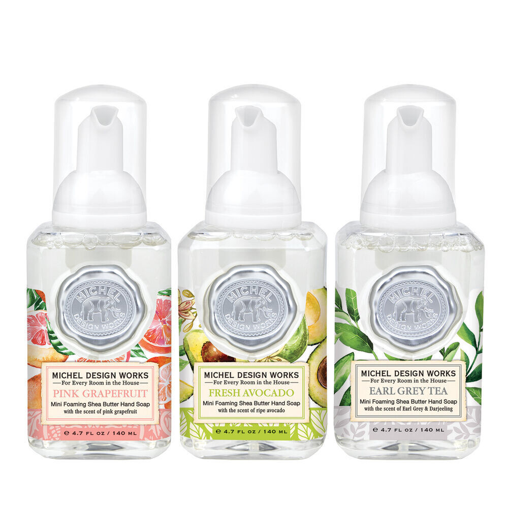 Michel Design Works Mini Foaming Soaps 4.7 oz Set, Pink Grapefruit, Fresh Avocado &amp; Earl Grey Tea
