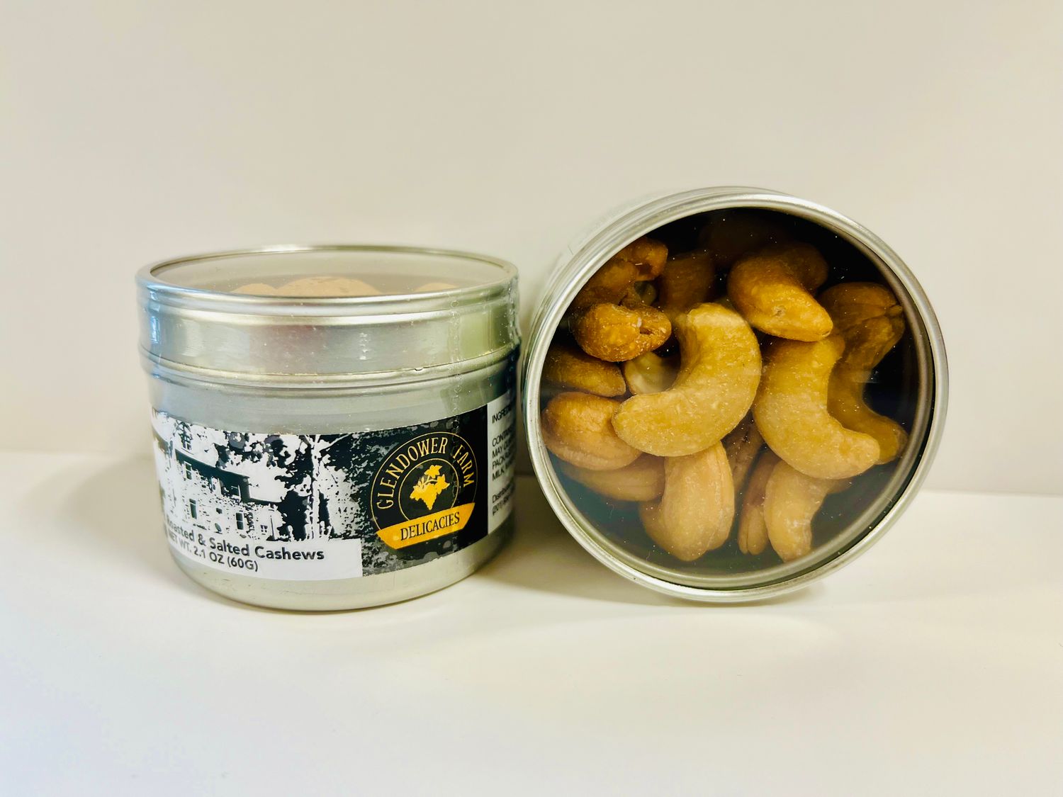 Glendower Farm Roasted &amp; Salted Cashews 2.1oz Tin