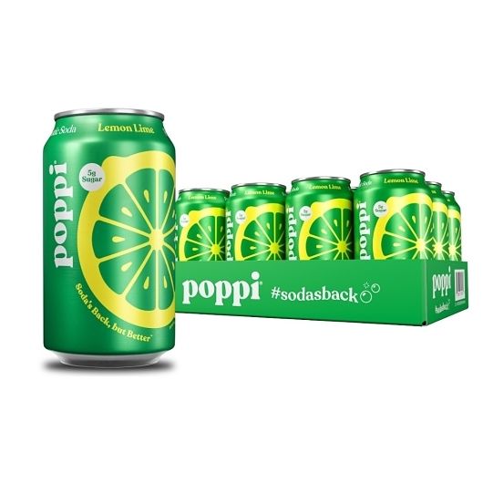 Poppi Prebiotic Soda Lemon Lime 12 oz Cans (Shelf Stable)