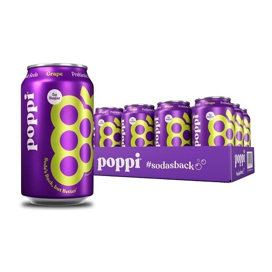 Poppi Prebiotic Grape Soda 12 oz Cans (Shelf Stable)