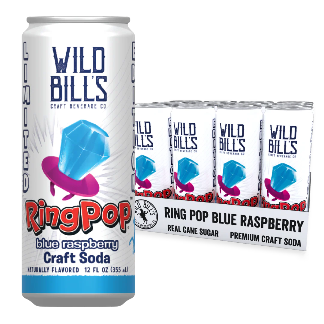 Wild Bill's Craft Soda Ring Pop Blue Raspberry 12 oz Cans