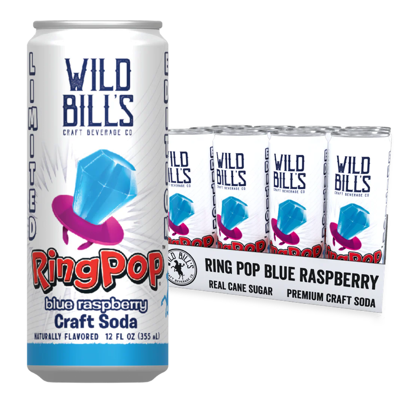 Wild Bill's Craft Soda Ring Pop Blue Raspberry 12 oz Cans