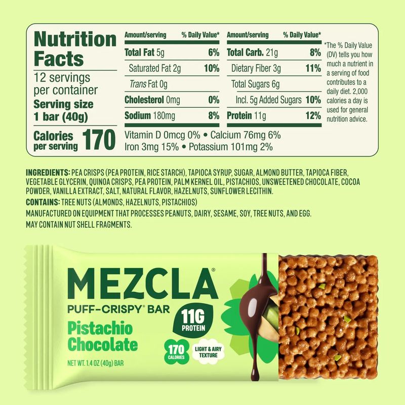Mezcla Bar Pistachio Chocolate 1.4 oz