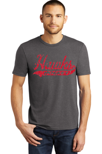 UNISEX HAWKS HOCKEY  TEE (distressed)