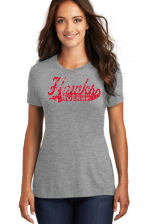 LADIES HAWKS HOCKEY TEE (distressed)