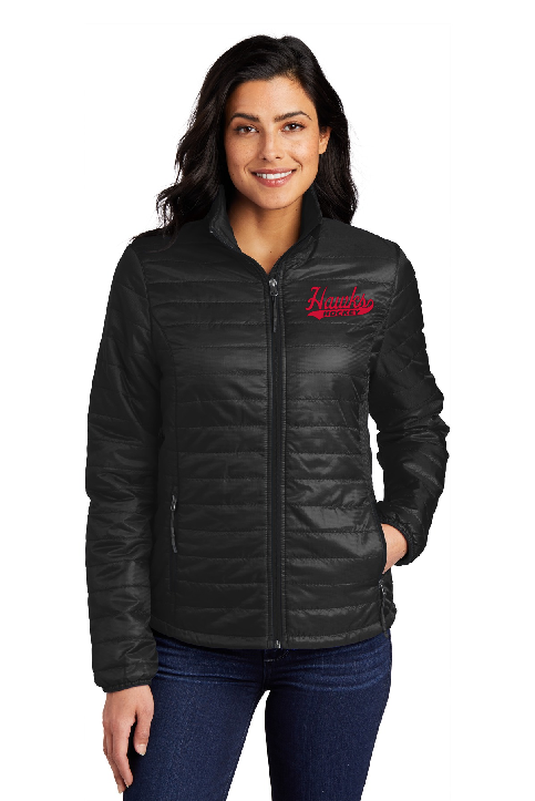 EMBROIDERED HAWKS PUFFER JACKET (LADIES)