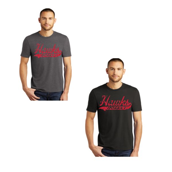 HAWKS HOCKEY  DISTRESSED TRI-BLEND TEE (ADULT)