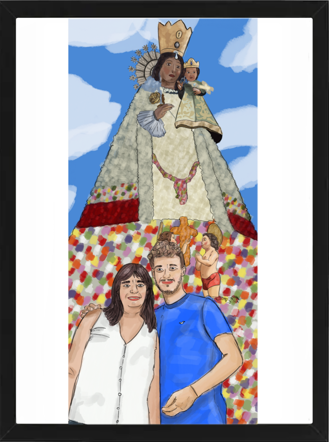 Ilustración  estilo acuarela medio cuerpo PDF o ENMARCADO+PDF