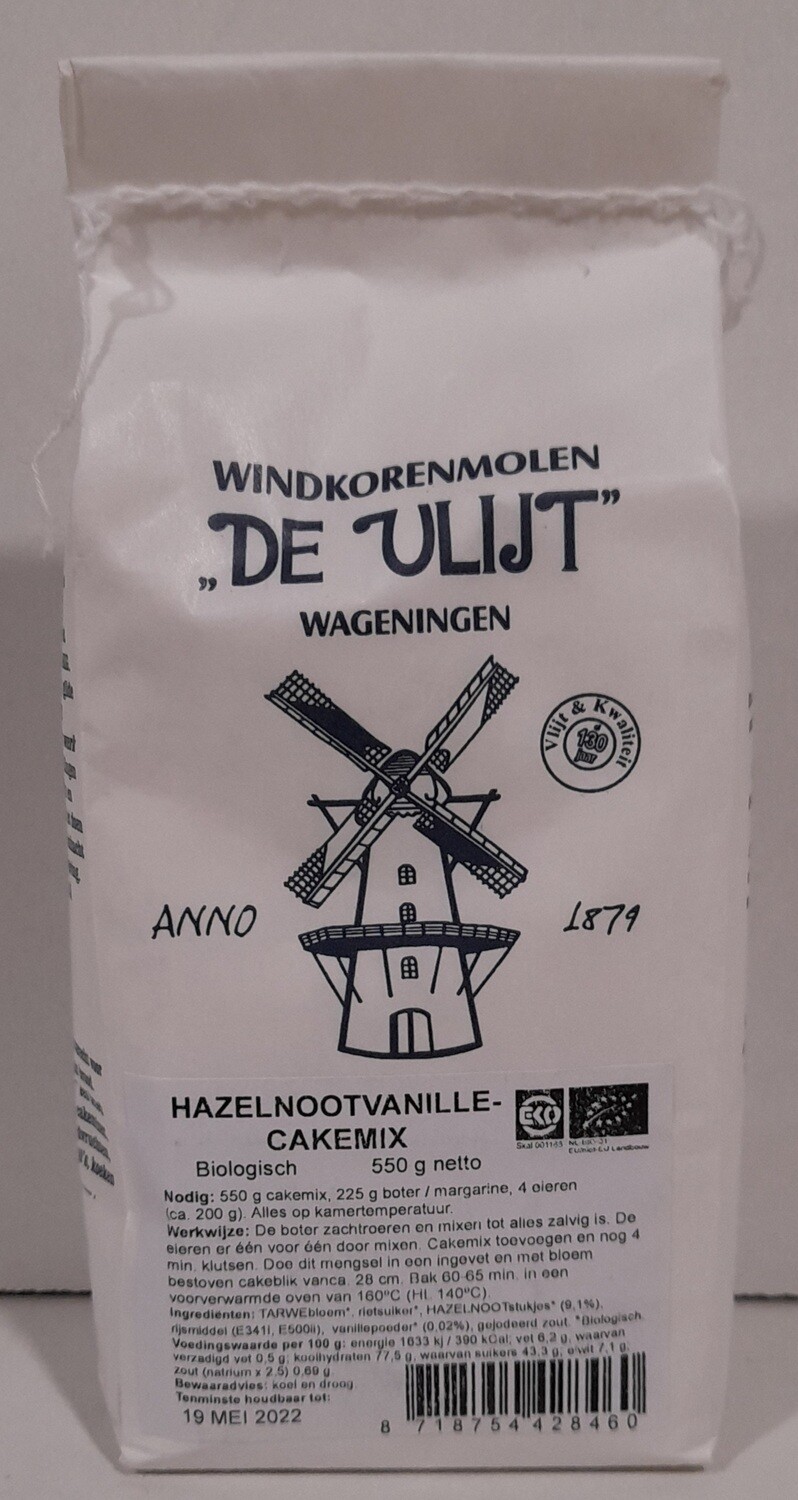 Hazelnoot vanillecakemix 550 gram De Vlijt