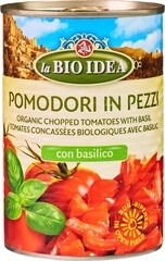 Tomatenstukjes met basilicum 400 gram (La Bio Idea)
