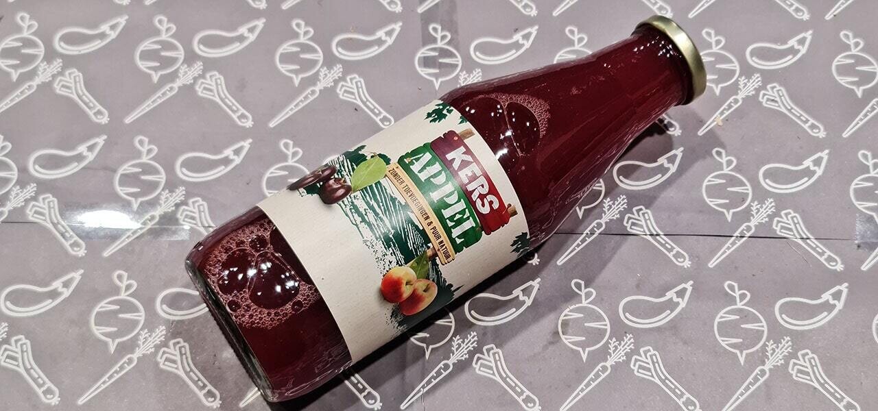 Appel kersen sap 750ml (boerderij etiket van Schulp)