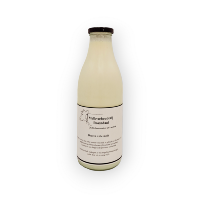 Boeren volle melk 1 literglas (inclusief statiegeld € 1.00) Melkveehouderij Rosendaal uit Loerbeek