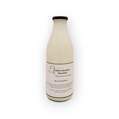 Boeren Karnemelk 1 liter (glas)(inclusief statiegeld € 1.00) Melkveehouderij Rosendaal uit Loerbeek