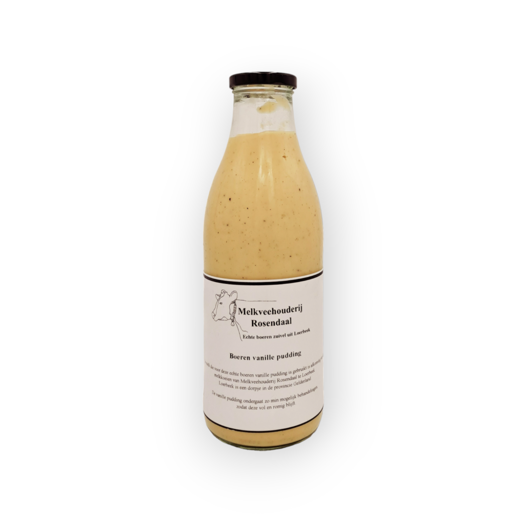 Boeren pudding vanille 0,5L (inclusief statiegeld € 1.00) Melkveehouderij Rosendaal uit Loerbeek
