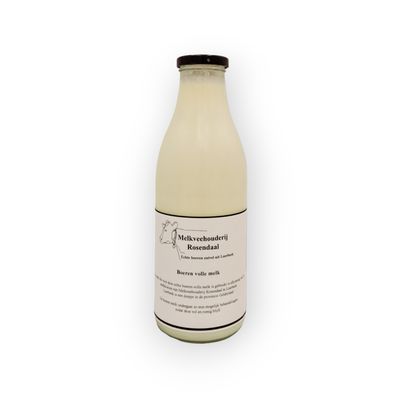 Boeren volle melk 1 literglas (inclusief statiegeld € 1.00) Melkveehouderij Rosendaal uit Loerbeek