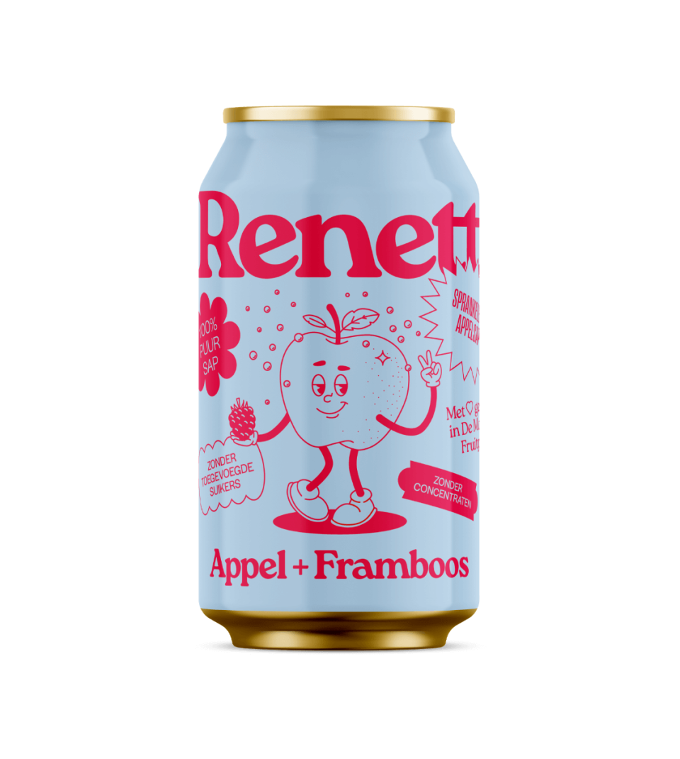 Renett appel+framboos per blik (inclusief statiegeld)