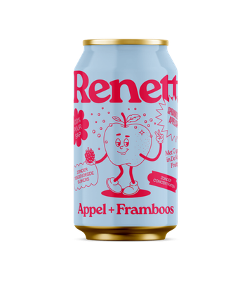 Renett appel+framboos per blik (inclusief statiegeld)