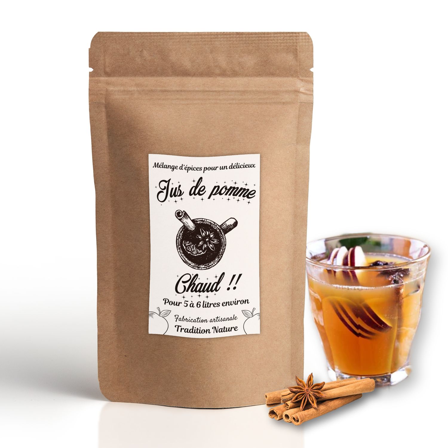 Jus de pomme chaud - Mélange d&#39;Epices 75 g | lot de 10 sachets revente