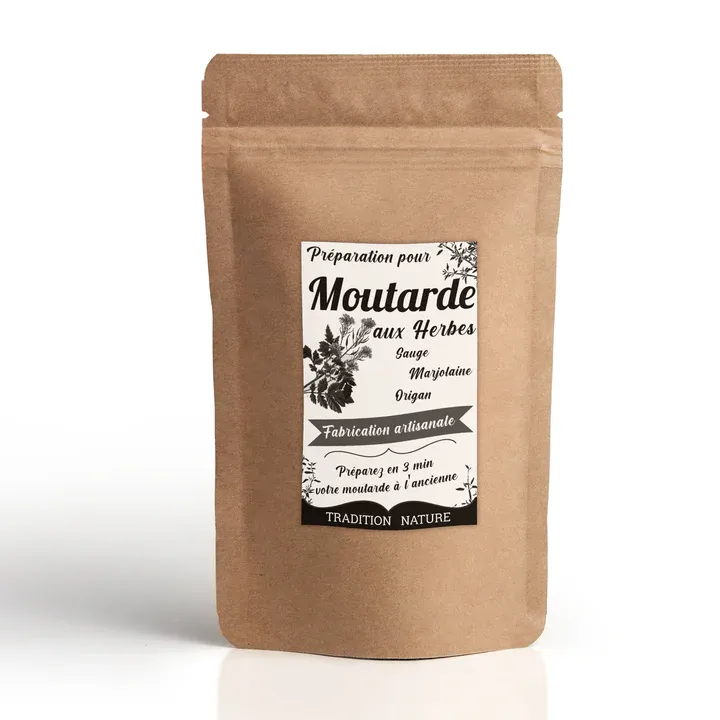 Moutarde maison aux herbes 100 g - Lot de 5 | Sachet zippé